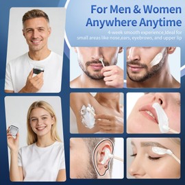 Nose Wax Kit Men, Nose Ear Hair Waxing Kit 120g Wax, 65 Sticks, 2 Silicone Pots, Nose Ear Hair Removal Kit, USB Fast Heat, Smart Constant Temp, Multi-Accessories, Black