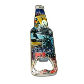 Sureg States Souvenir Bottle Opener Magnet Retro Bottle Shaped Collectible Design (New York Design), Multicolor