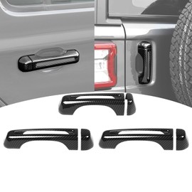 PDKLIN for Jeep JL Tailgate Door Handle Cover Trim Fit for Jeep Wrangler JL JLU 2018 up 2DR Black Carbon Fiber Grain Exterior Accessories 3pcs