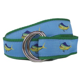 No27 Mahi Mahi D-Ring Belt 30 Polished Steel D-Ring Kelly Green