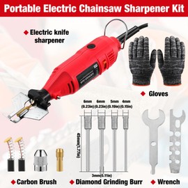 Threlaco Portable Electric Chainsaw Sharpener Kit with Chain Saw Sharpener Tool, 8 Pcs Chainsaw File Kit, 45 Pcs Diamond Chainsaw Sharpener(5/32'', 3/16'', 7/32'') for All Chainsaw Chains