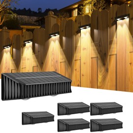 Solar Fence Lights 6 Pack, Solar Deck Lights Outdoor Waterproof, Dusk to Dawn Solar Wall Lights Xmas Decor, Solar Step Light Warm/Cool White & RGB Mode for Patio Railing Yard Path Christmas Decorative