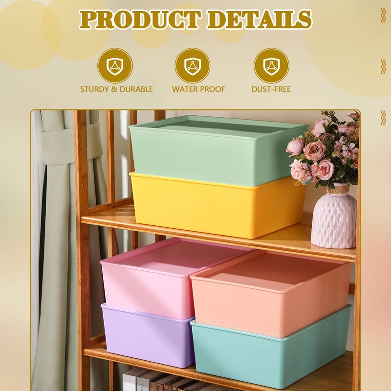 Menkxi 6 Pcs Large Plastic Storage Bins with Lids 14.4