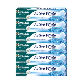 Himalaya Active White Gel, Herbal Vegetarian Toothpaste with Fruit Enzyme for Teeth Whitening, Anti-Germ, for Strong Teeth and Gums, Paraben and Bleach Free, 75 ml (Pack of 6)