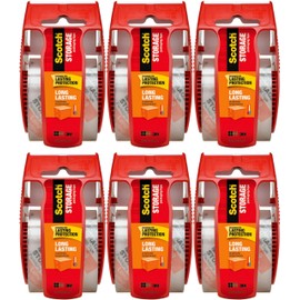 Scotch Long Lasting Storage Packing Tape with Dispenser, 1.88 in x 22.2 yd Roll, Clear – UV Resistant Adhesive for Moving, Shipping and Long-Term Storage (6 Rolls)