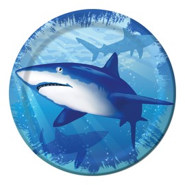8-Count Round Paper Dessert Plates, Shark Splash