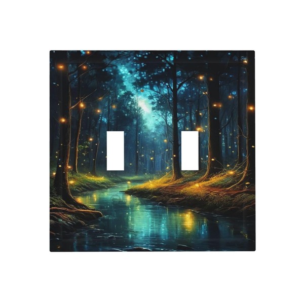 Tewujay Fairy Forest River Light Switch Covers Double Toggle 2