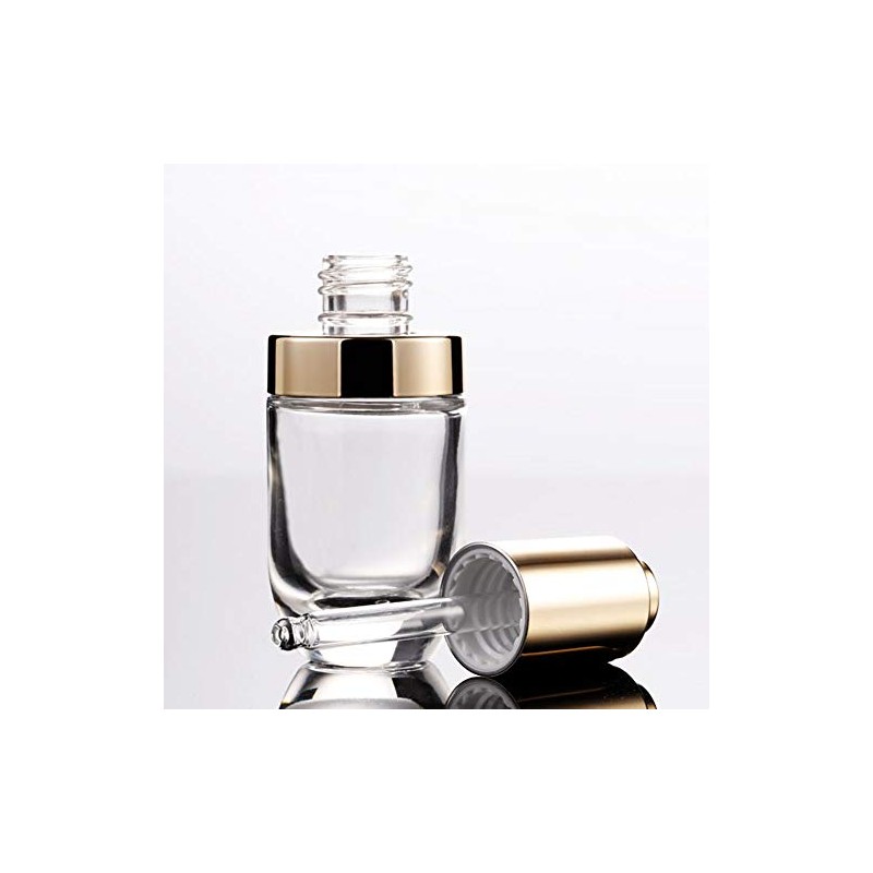 3Pcs 30ml/1oz Clear Thick Glass Press Dropper Bottles Essence Liquid