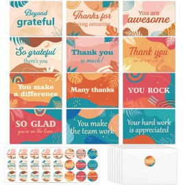 Justforjoyful 50Pcs Employee Appreciation Cards with Envelopes Boho Employee Thank You Cards Blank Inside Employee Staff Appreciation Cards for Coworkers Team Motivational Staff Thank You Cards 6x4in