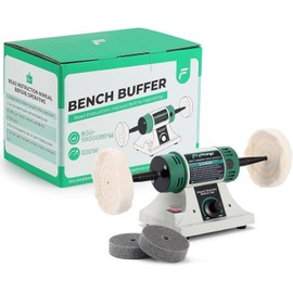 Flyrivergo Jewelry Polisher, Bench Buffer Polisher, Adjustable Variable Speed Polishing & Buffing Machine, with 2 Cotton Wheels and 2 Abrasive Fiber Wheels for Jewelry, Wood, Silver, Metal, Jade 110V