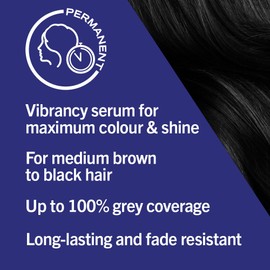 Schwarzkopf LIVE Intense Colour, Long Lasting Permanent Black Hair Dye, With Built-In Vibrancy Serum, Up To 100% Grey Coverage, Deep Black 099