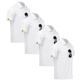 V VALANCH Polo Shirts for Men 4 Pack Short Sleeve Cool Dri Collared Tennis Golf Shirts White+White+White+White XL