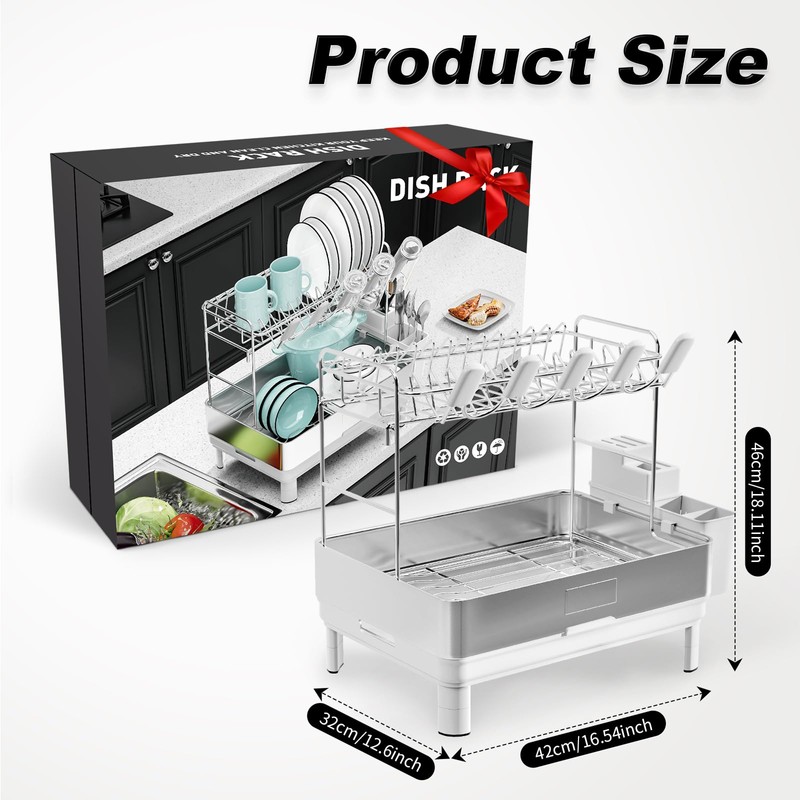 Ewaiira Large Dish Drying Rack, 304 Stainless Steel Dish Racks