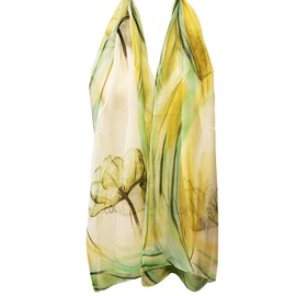 allydrew Wrapables® Lightweight Sheer Silky Feeling Chiffon Scarf, Green Floral