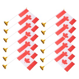 SHINEOFI 12pcs Canadian Desk Flags Set Miniature Table Flags for Office Decor with Stable Base for Meetings Exhibitions Celebrations