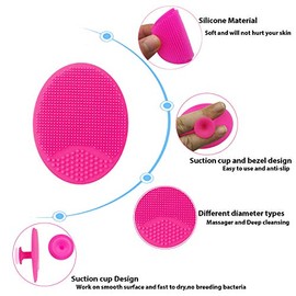 cepillo para polvo de limpieza facial, suave antimicrobiano de silicona para la cara, exfoliante facial para masaje, limpieza de poros, eliminación de puntos negros, exfoliación suave y limpieza profunda, 2ed-Blue+Red