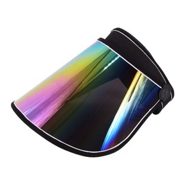 La moriposa Unisex Hologram Sun Visors Hat UV Protective Hat Cap Wide Brim Thicker Sunhat Dark Black