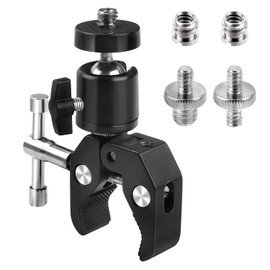 DesertBoy Super Clamp, Cameras Super Clamps, Magic Arm Clamp with 1/4 and 3/8 Thread Clips, Super Tripod Clamp, Mini Tripod Head Ball Head, Super Clamp Tripod Clamp, for Cameras, Flash Light, Tripod