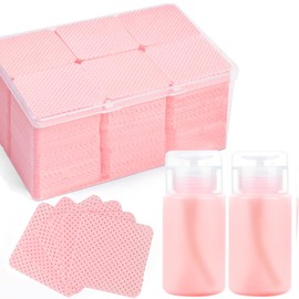 Corconess 1080PCS Lint Free Nail Wipes with 2 Dispensers - Nail Polish Remover Wipes with Acetone Dispenser,Lash Extensions Glue Cleaning Wipe Empty Pump Dispenser Bottle Nail Supplies