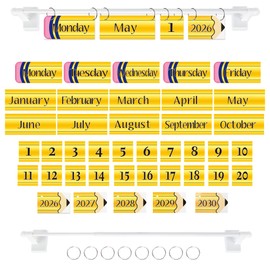 Eshwb Pencil Magnetic Flip Calendar for Classroom, with Rod for Whiteboard