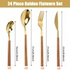 Golden Silverware Set, 24 Piece Flatware Cutlery Set for 6