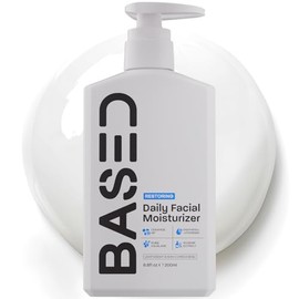 BASED Men's Daily Face Moisturizer - Daily Facial Moisturizer with Squalane & Rosehip Oil - Helps Strengthen Skin Barrier - All Skin Types (6.8 Fl Oz Pack of 1)