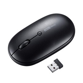 Sanwa Supply MA-WR187BK Quiet Wireless Mouse, 2.4 GHz, USB Connection, Optical, 1200 dpi (3 Stage Switching), 3 Buttons, Medium Size, Black