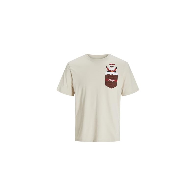 JACK & JONES Men's Jjxmas Pocket Tee SS Crew Neck