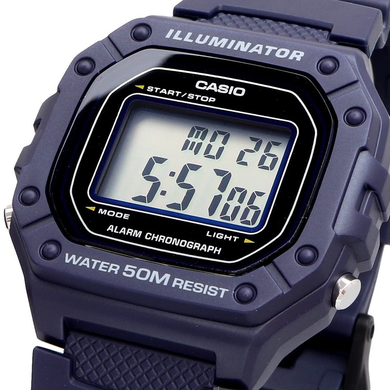 Casio Standard Digital W-218H-2A Wristwatch, Men's, Women's, Chippukashi, Petit Pla,