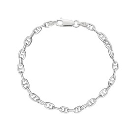 Savlano 925 Sterling Silver Hollow Mariner Anchor Link Chain Bracelet for Women Comes with Gift Box- Made in Italy
