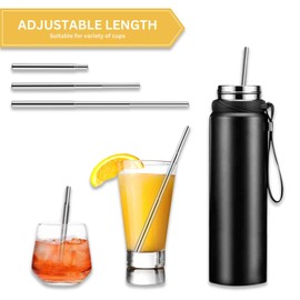 3 Pcs Telescopic Metal Straws with Case, Reusable Telescopic Straws, Telescopic Straw with Case, Collapsible Metal Straws, with Cleaning Brush, Eco Straws, Stainless Steel, Compact & Portable, 22.5cm