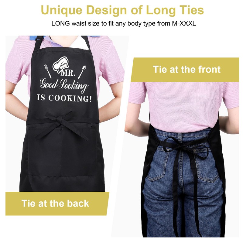 Xialvyu Funny Aprons for Men, MR Good Looking is Cooking,