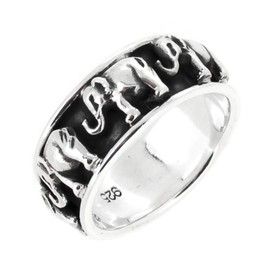 Treasure Bay 925 Sterling Silver Ring Elephant Design For Men and Women (M)