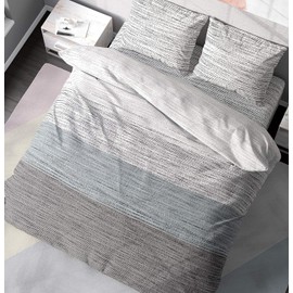 Dilios Premium Bed Linen 135 x 200 cm, 100% Breathable Comfortable Cotton with Zip, Renforcé, Grey, Light Blue, 2-Piece Duvet Cover 135 x 200 cm and Pillowcase 80 x 80 cm