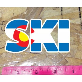 SKI skier skis Colorado State Flag Die Cut Sticker Decal 4" wide - 3 for 1