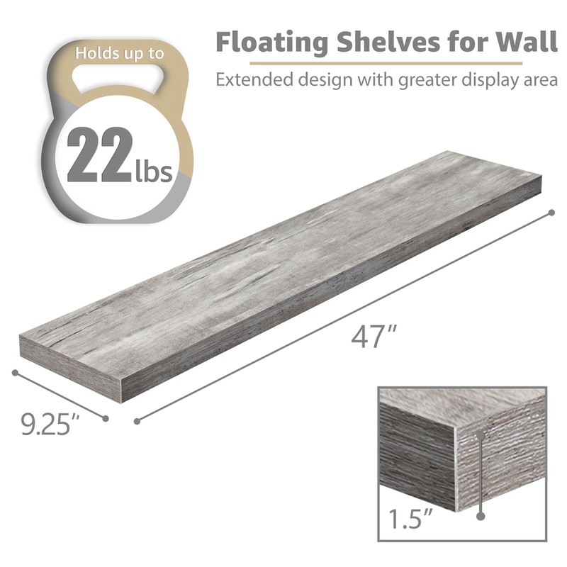 Sorbus Floating Shelves for Wall - 48 Inch Long Bathroom