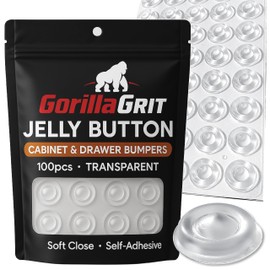Cabinet and Drawer Soft Close Bumpers - Jelly Button Sound Dampening Self Adhesive Rubber Bumper - Clear, Transparent - Round 1/2" Diameter - 100pcs