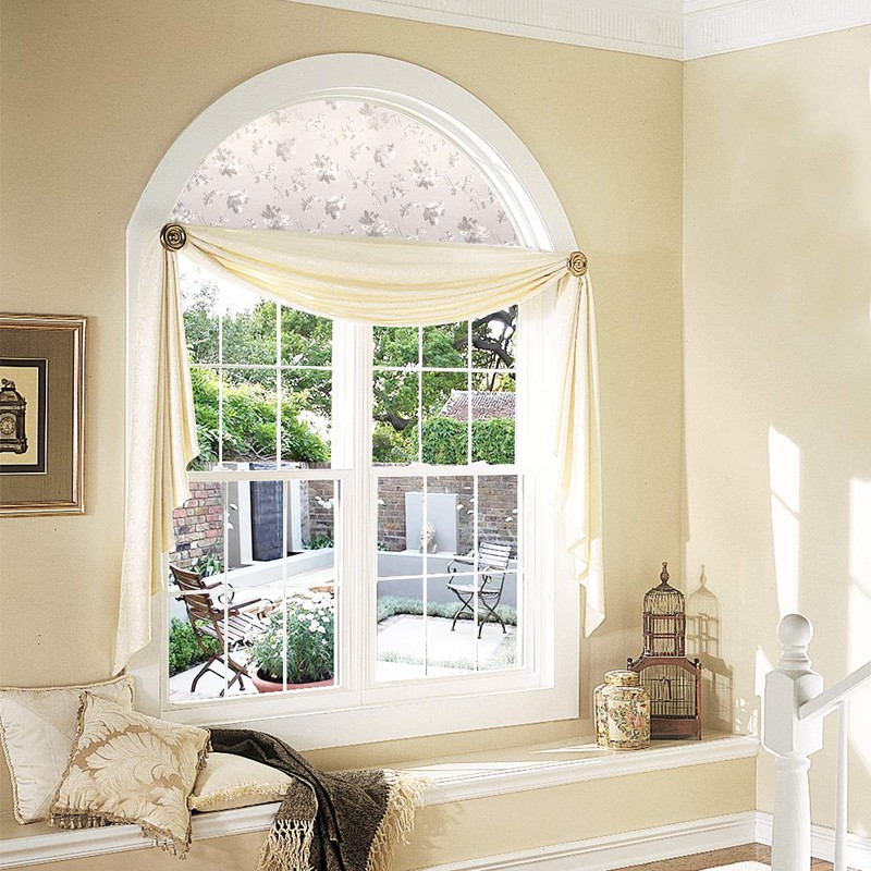 PROTINT WINDOWS Precut Floral Glass Privacy Arched Window Film, Self