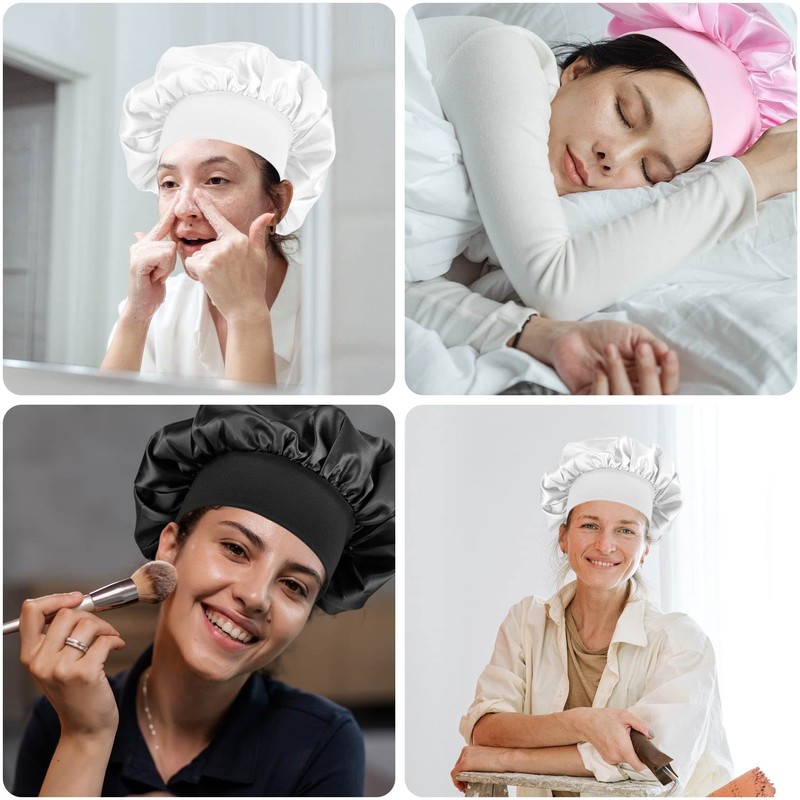 MELTU 1 Pack Hair Bonnet for Sleeping, Satin Bonnet with
