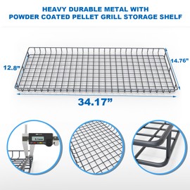 Upgrade Pellet Grill Storage Shelf for Traeger Pro Series 780 or Ironwood 885 Pellet Grill, Durable Power Coated Metal Bottom Shelf for Traeger Pellet Grill Accessories to Added Storage Space