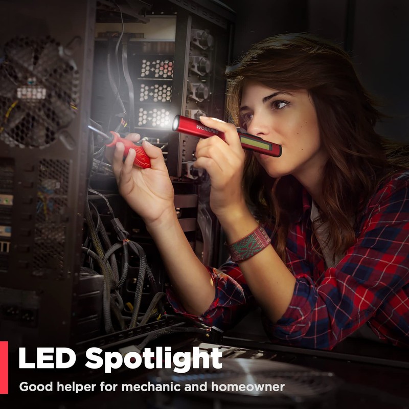WORKPRO Rechargeable Pen Light, 450 Lumen LED Flashlight with 365