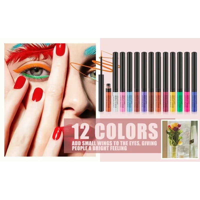 Delineador Líquido Mate para Ojos, Pack de 12 Colores de