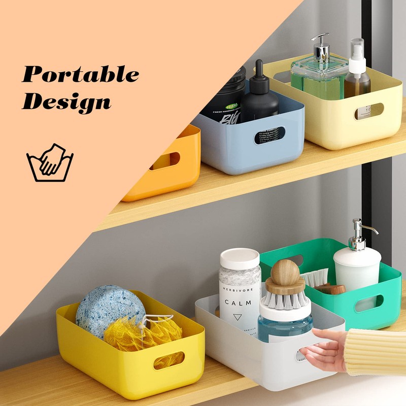 OWill 7-Pack Plastic Storage B-ins 4.2L, Small Organizer Bins for