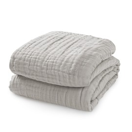 (Keratta) Ible 6-ply Gauze Gauze Gauze Single Gauze Blanket for Spring, Summer, Summer, Gauze Towel, Blanket, 100% Cotton, Throw 140 x 190 cm (Gray)