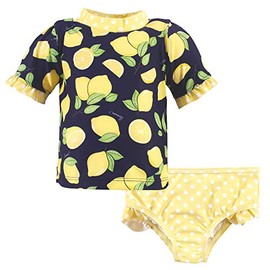 Hudson Baby Unisex Swim Rashguard Set, Navy Lemons, 5 Toddler