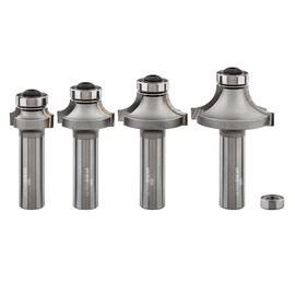 Ultra-Shear Roundover Router Bit Set, 1/2" Shank, 2 Flute, 1/2", 3/8", 1/4" & 1/8" Radius, Carbide Tipped, USA Made - USROSET-2