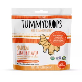 tummydrops USDA Organic Ginger Tummydrops (Resealable Bag of 33 Individually Wrapped Drops)