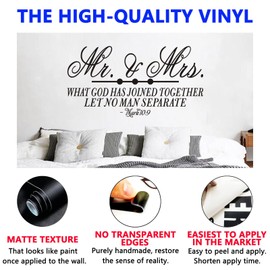 Wall Decals for Bedroom, Wall Stickers for Bedroom, (Easy to Apply), Vinyl Wall Decor Art Quotes, Bible Verse Church Christian God Scripture Inspirational Home Sayings Word Sign, Mr and Mrs 21"X11"