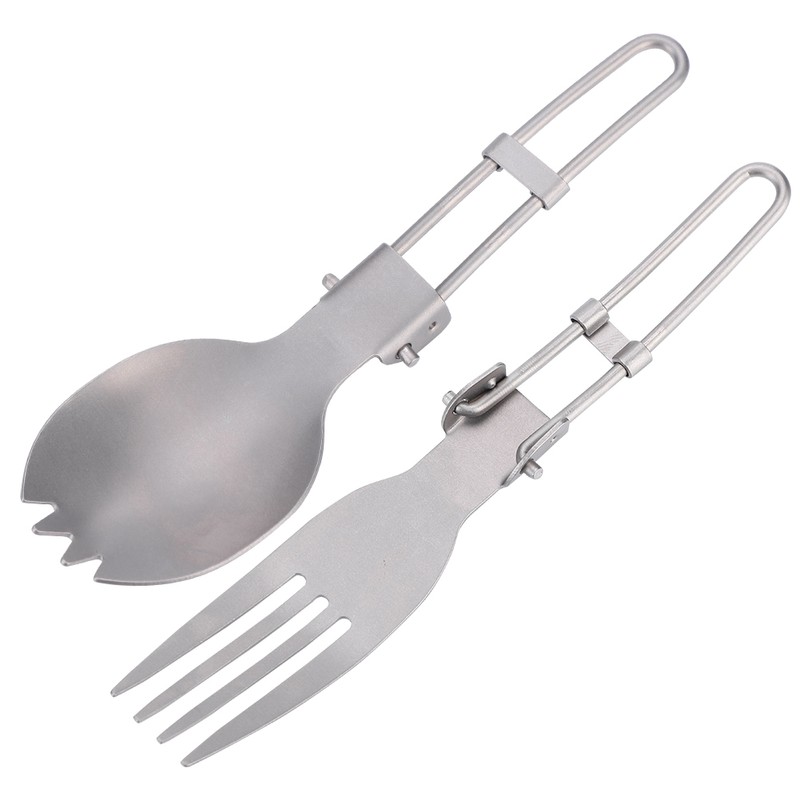 Portable Folding Titanium Spork Fork Outdoor Camping Cutlery Travel Tableware(Fork
