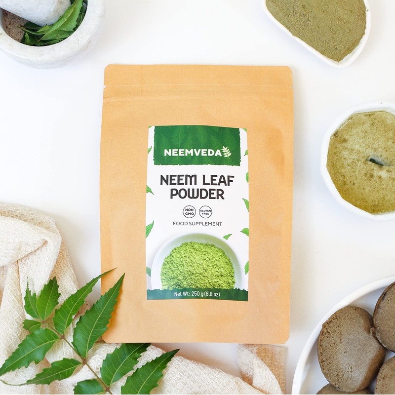 Neemveda Neem Leaf Powder (Azadirachta Indica) for Eating, Organically Grown